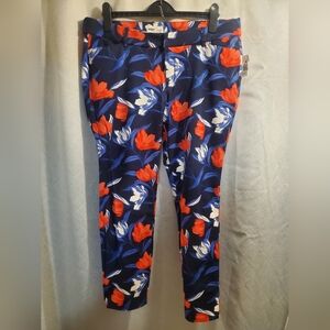 Floral Print Pants in Red and Blue